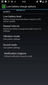 add android low battery warning ringtone