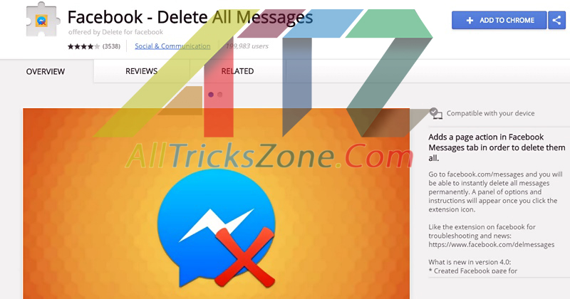chrome extension of facebook delete all messages