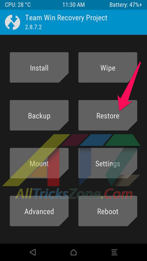restore twrp backup with cwm