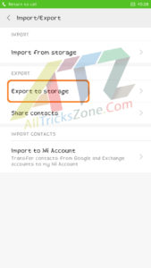 Export backup of contact Xiaomi